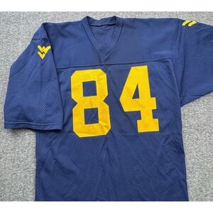 West Virginia University Mountaineers Medalist Sand Knit Jersey #84 Sz L USA VTG